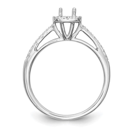 14K Weißgold Heiligenschein Plus (holds 1/3 Karat (4.5mm) Rund Mittig) 1/5 Diamant Halbfassung Verlobungsring