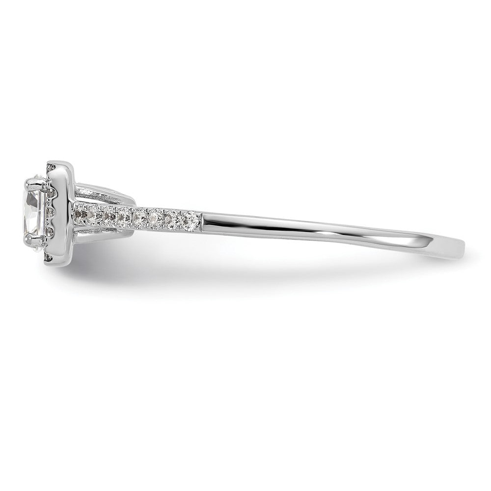 14K Weißgold Heiligenschein Plus (holds 1/3 Karat (4.5mm) Rund Mittig) 1/5 Diamant Halbfassung Verlobungsring