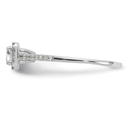 14K Weißgold Heiligenschein Plus (holds 1/3 Karat (4.5mm) Rund Mittig) 1/5 Diamant Halbfassung Verlobungsring