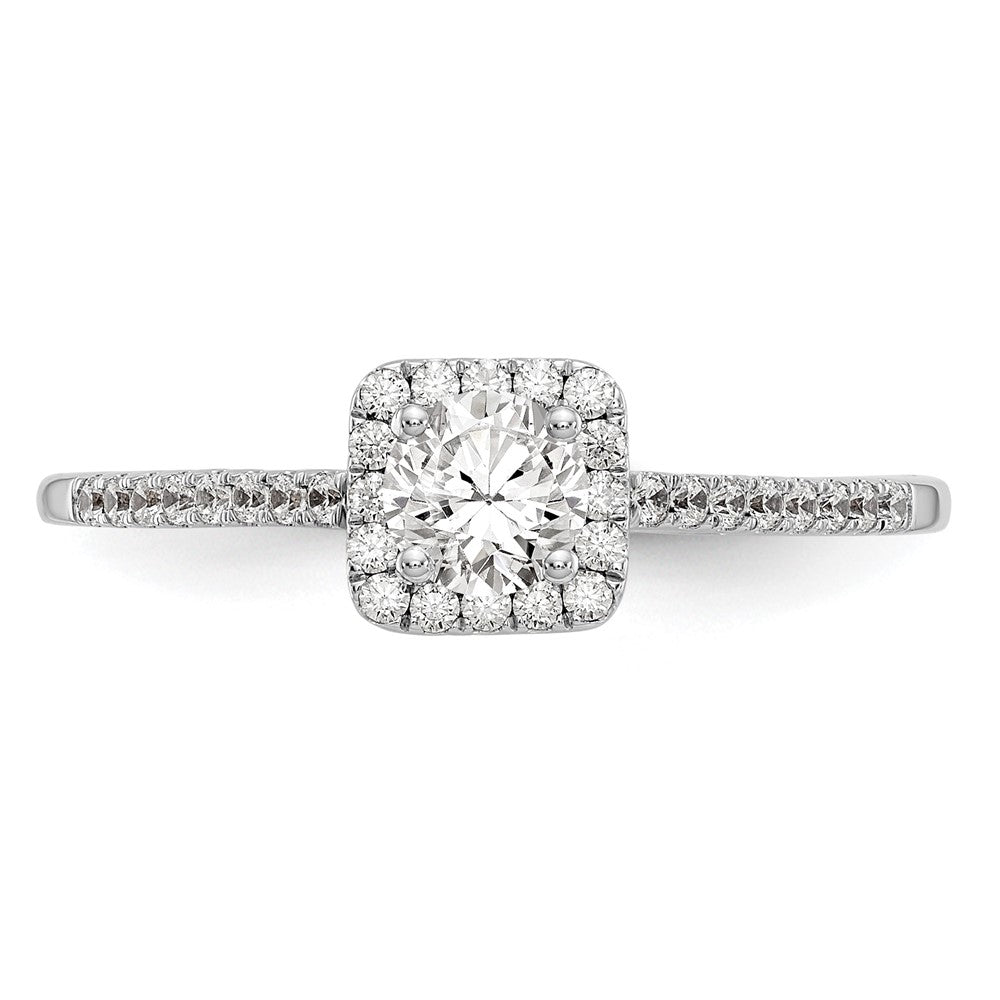 14K Weißgold Heiligenschein Plus (holds 1/3 Karat (4.5mm) Rund Mittig) 1/5 Diamant Halbfassung Verlobungsring
