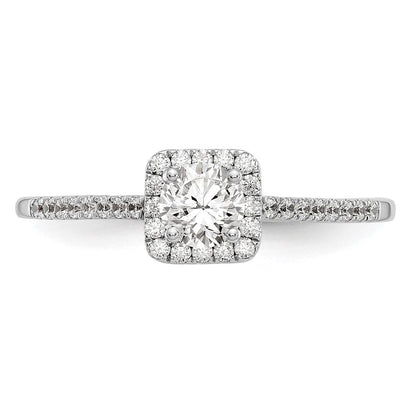 14K Weißgold Heiligenschein Plus (holds 1/3 Karat (4.5mm) Rund Mittig) 1/5 Diamant Halbfassung Verlobungsring