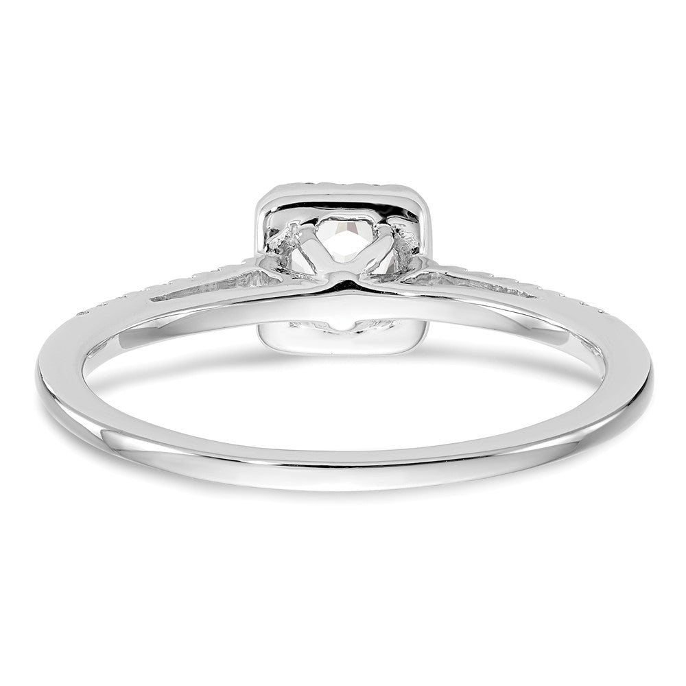 14K Weißgold Heiligenschein Plus (holds 1/3 Karat (4.5mm) Rund Mittig) 1/5 Diamant Halbfassung Verlobungsring