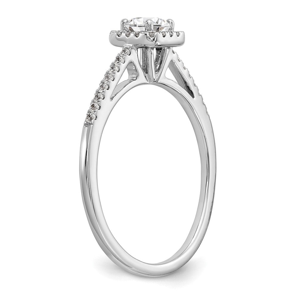 14K Weißgold Heiligenschein Plus (holds 1/3 Karat (4.5mm) Rund Mittig) 1/5 Diamant Halbfassung Verlobungsring