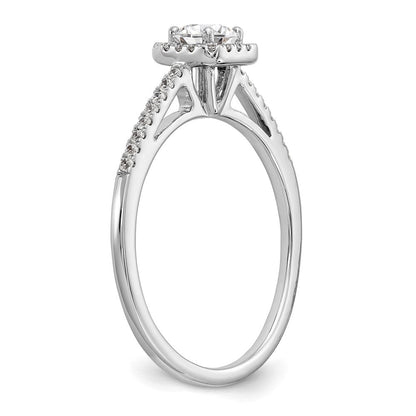 14K Weißgold Heiligenschein Plus (holds 1/3 Karat (4.5mm) Rund Mittig) 1/5 Diamant Halbfassung Verlobungsring