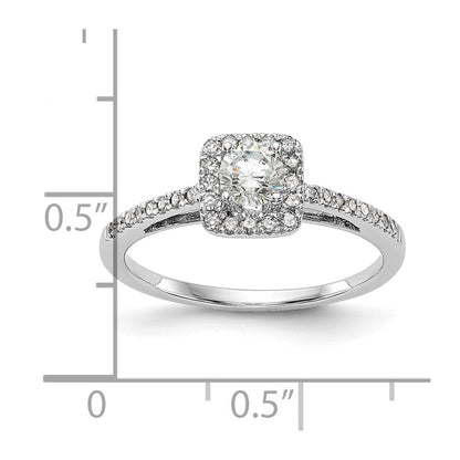 14K Weißgold Heiligenschein Plus (holds 1/3 Karat (4.5mm) Rund Mittig) 1/5 Diamant Halbfassung Verlobungsring