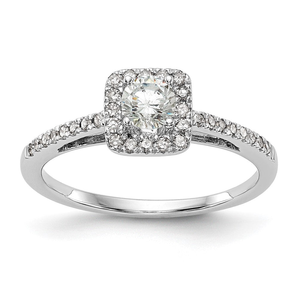 14K Weißgold Heiligenschein Plus (holds 1/3 Karat (4.5mm) Rund Mittig) 1/5 Diamant Halbfassung Verlobungsring