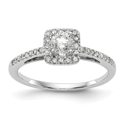 14K Weißgold Heiligenschein Plus (holds 1/3 Karat (4.5mm) Rund Mittig) 1/5 Diamant Halbfassung Verlobungsring