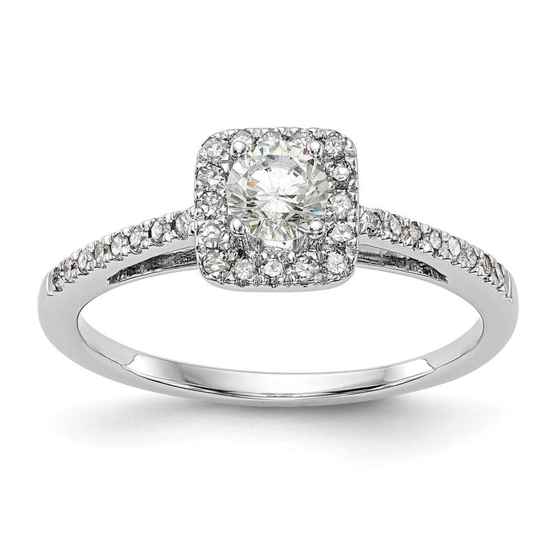 14K Weißgold Heiligenschein Plus (holds 1/3 Karat (4.5mm) Rund Mittig) 1/5 Diamant Halbfassung Verlobungsring