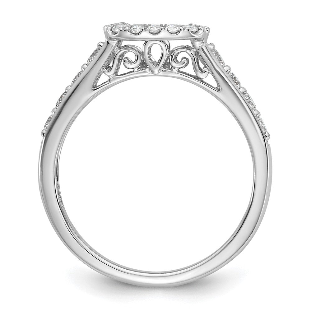 Verlobungsring aus 14K Weißgold mit Krappenfassung, simuliertem Diamanten im Kissenschliff und Halo-Fassung
