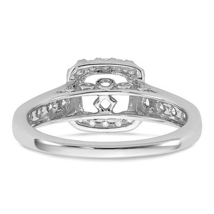 Verlobungsring aus 14K Weißgold mit Krappenfassung, simuliertem Diamanten im Kissenschliff und Halo-Fassung