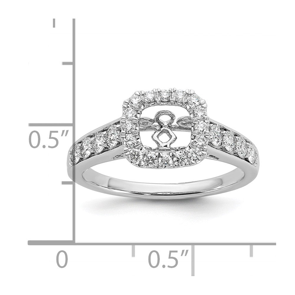 Verlobungsring aus 14K Weißgold mit Krappenfassung, simuliertem Diamanten im Kissenschliff und Halo-Fassung