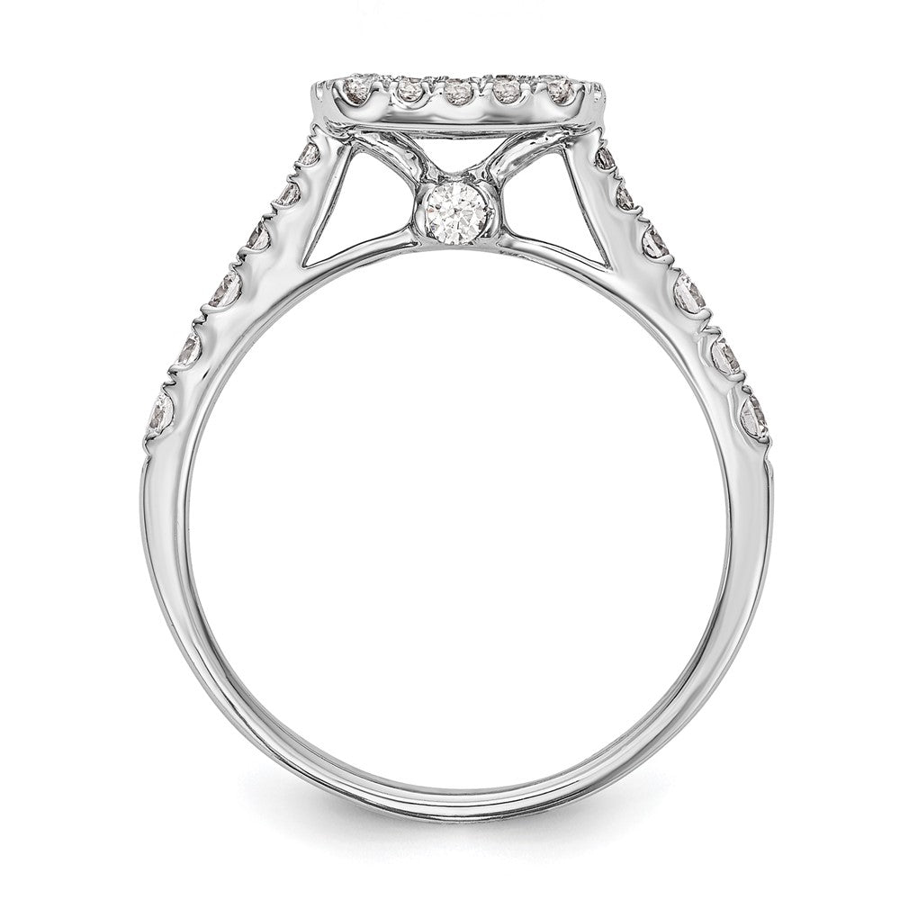 14K Weißgold Verlobungsring mit 0,5 ct. im Labor gezüchteten Diamanten, VS/SI+ G+, Halo, Krappenfassung