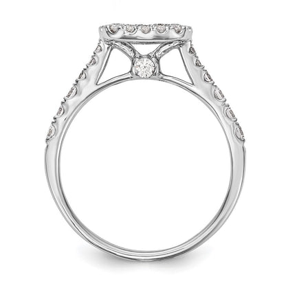 14K Weißgold Verlobungsring mit 0,5 ct. im Labor gezüchteten Diamanten, VS/SI+ G+, Halo, Krappenfassung