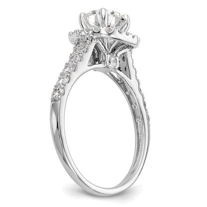 14K Weißgold Verlobungsring mit 0,5 ct. im Labor gezüchteten Diamanten, VS/SI+ G+, Halo, Krappenfassung
