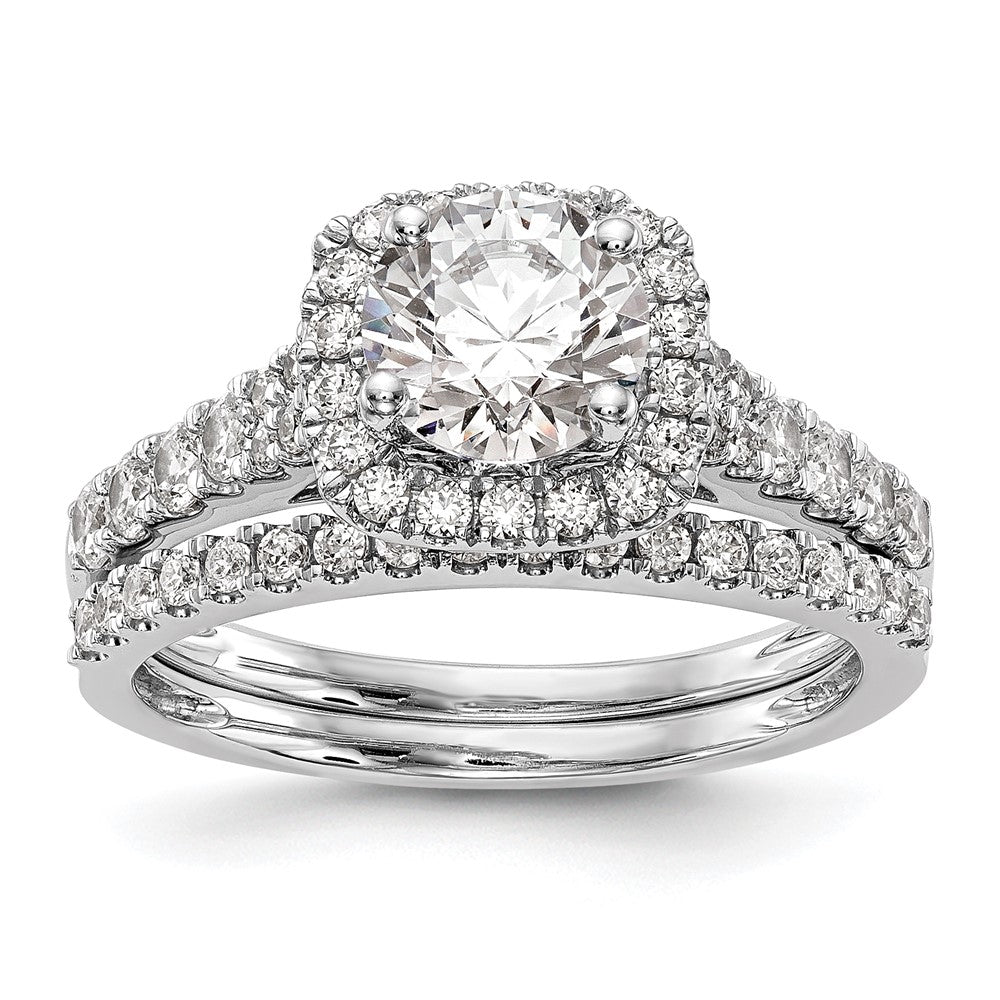 14K Weißgold Verlobungsring mit 0,5 ct. im Labor gezüchteten Diamanten, VS/SI+ G+, Halo, Krappenfassung