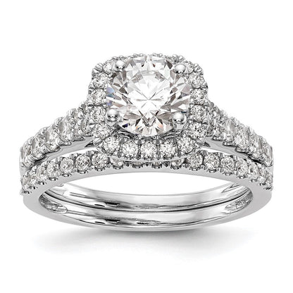 14K Weißgold Verlobungsring mit 0,5 ct. im Labor gezüchteten Diamanten, VS/SI+ G+, Halo, Krappenfassung
