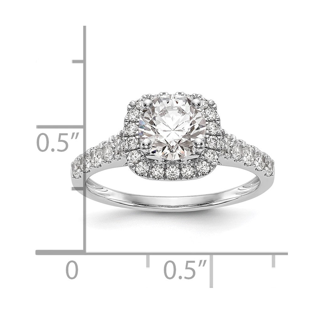 14K Weißgold Verlobungsring mit 0,5 ct. im Labor gezüchteten Diamanten, VS/SI+ G+, Halo, Krappenfassung
