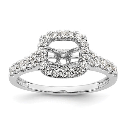 Verlobungsring aus 14 Karat Weißgold mit Halo-Fassung und Diamantimitation im Kissenschliff