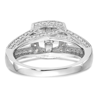 14K Weißgold Verlobungsring mit Kissenschliff-Halo und Peg-Fassung aus simulierten Diamanten