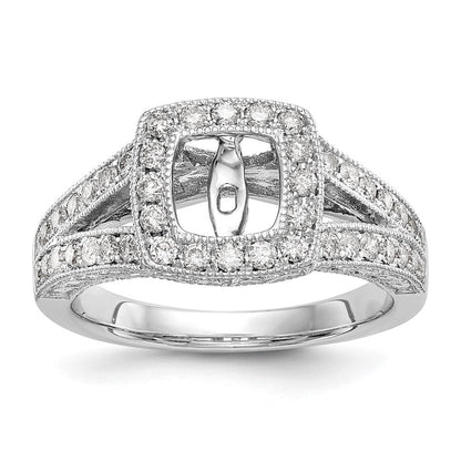 14K Weißgold Verlobungsring mit Kissenschliff-Halo und Peg-Fassung aus simulierten Diamanten