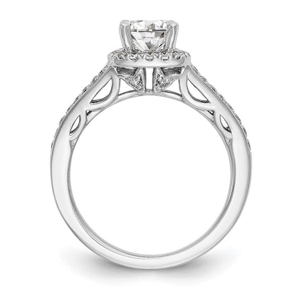 14K Weißgold 0,375 ct. Labor-gewachsener Diamant VS/SI+ G+ 1 ct. Center Rund Semi-Mount Halo Verlobungsring