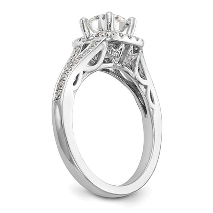 14K Weißgold 0,375 ct. Labor-gewachsener Diamant VS/SI+ G+ 1 ct. Center Rund Semi-Mount Halo Verlobungsring