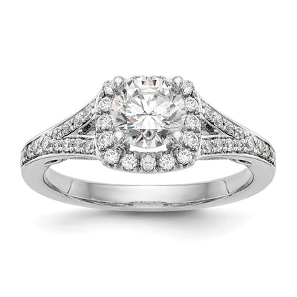 14K Weißgold 0,375 ct. Labor-gewachsener Diamant VS/SI+ G+ 1 ct. Center Rund Semi-Mount Halo Verlobungsring