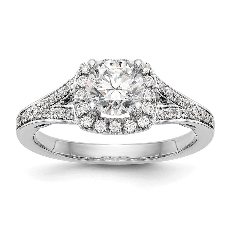 14K Weißgold 0,375 ct. Labor-gewachsener Diamant VS/SI+ G+ 1 ct. Center Rund Semi-Mount Halo Verlobungsring