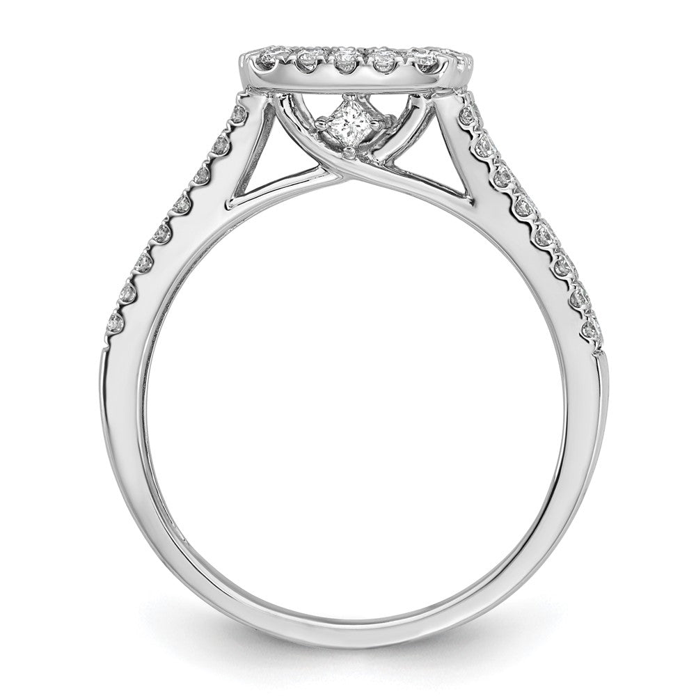 Verlobungsring aus 14K Weißgold mit Krappenfassung, simuliertem Diamanten im Kissenschliff und Halo-Fassung