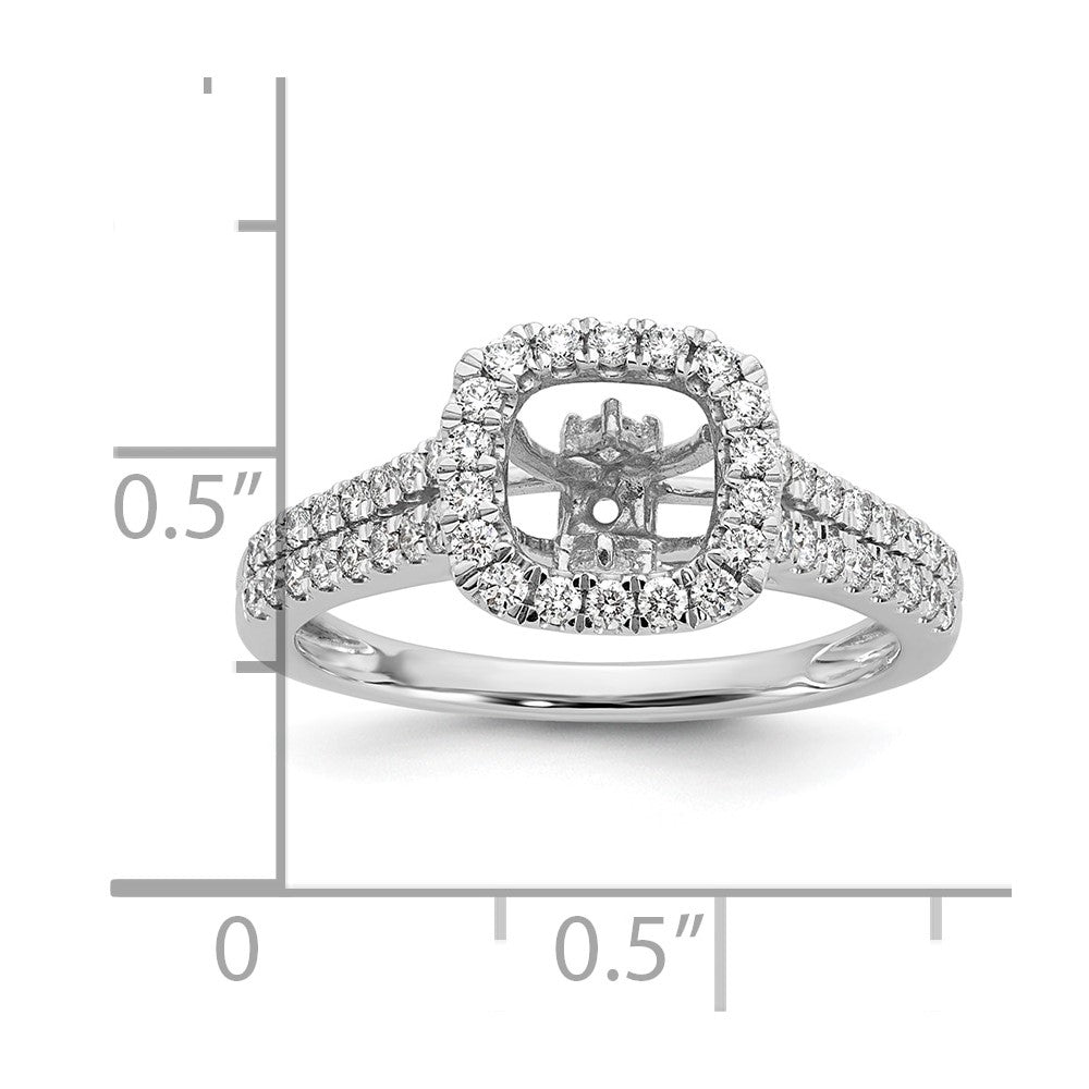 Verlobungsring aus 14K Weißgold mit Krappenfassung, simuliertem Diamanten im Kissenschliff und Halo-Fassung