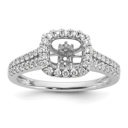 Verlobungsring aus 14K Weißgold mit Krappenfassung, simuliertem Diamanten im Kissenschliff und Halo-Fassung