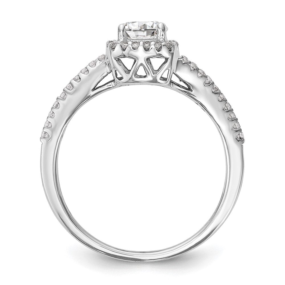 14K Weißgold Verlobungsring mit Diamant im Kissenschliff, Halo-Fassung, im Labor gezüchtet, VS/SI+ G+