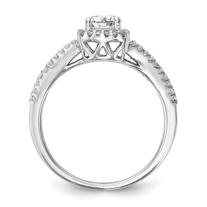 14K Weißgold Verlobungsring mit Diamant im Kissenschliff, Halo-Fassung, im Labor gezüchtet, VS/SI+ G+