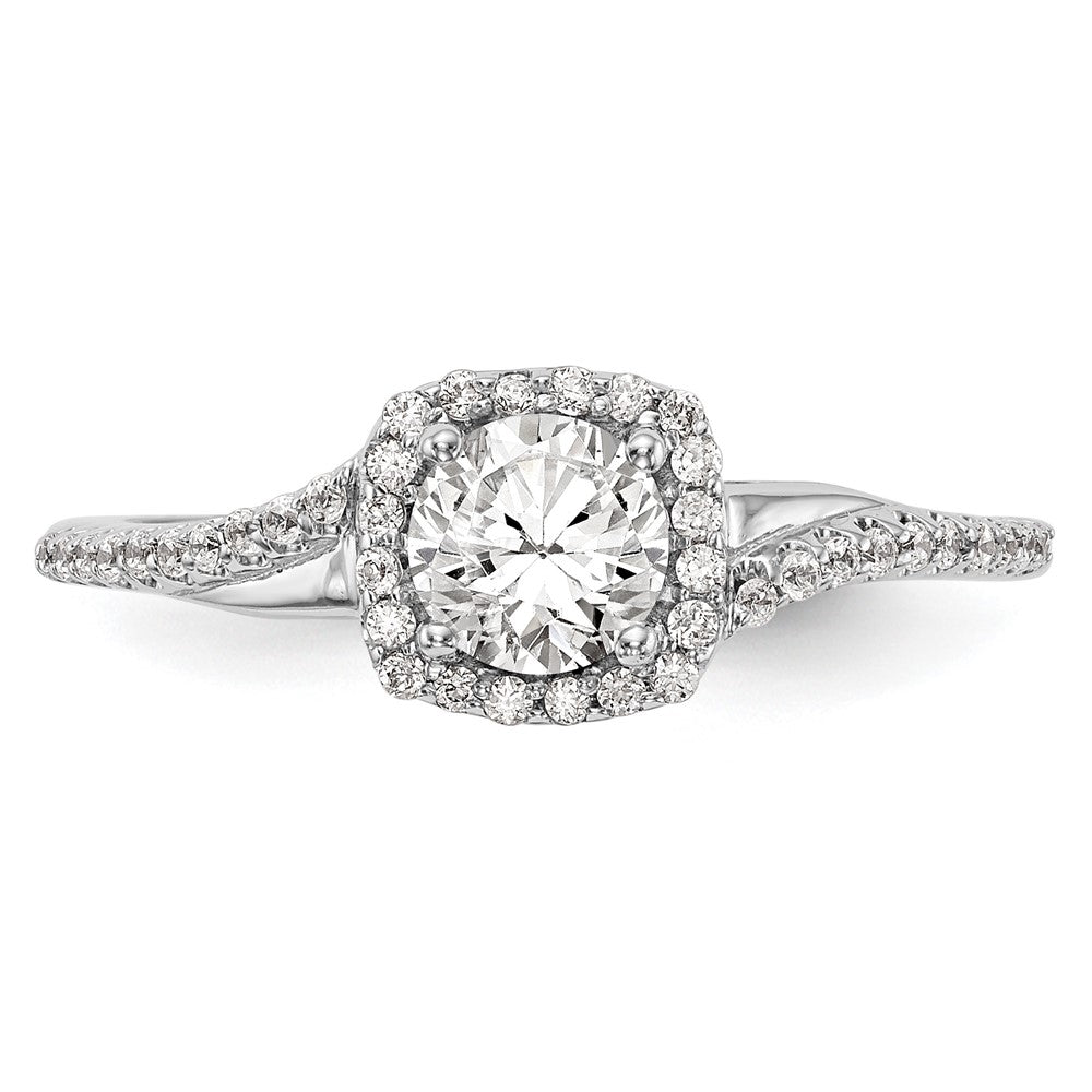 14K Weißgold Verlobungsring mit Diamant im Kissenschliff, Halo-Fassung, im Labor gezüchtet, VS/SI+ G+