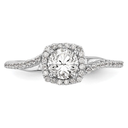 14K Weißgold Verlobungsring mit Diamant im Kissenschliff, Halo-Fassung, im Labor gezüchtet, VS/SI+ G+
