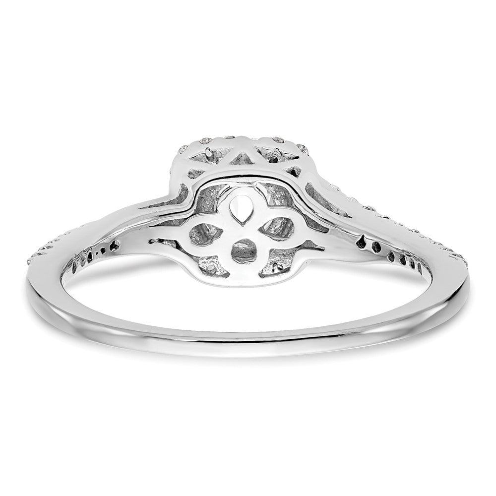 14K Weißgold Verlobungsring mit Diamant im Kissenschliff, Halo-Fassung, im Labor gezüchtet, VS/SI+ G+