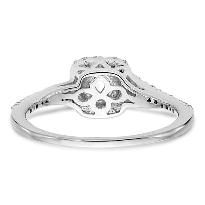 14K Weißgold Verlobungsring mit Diamant im Kissenschliff, Halo-Fassung, im Labor gezüchtet, VS/SI+ G+