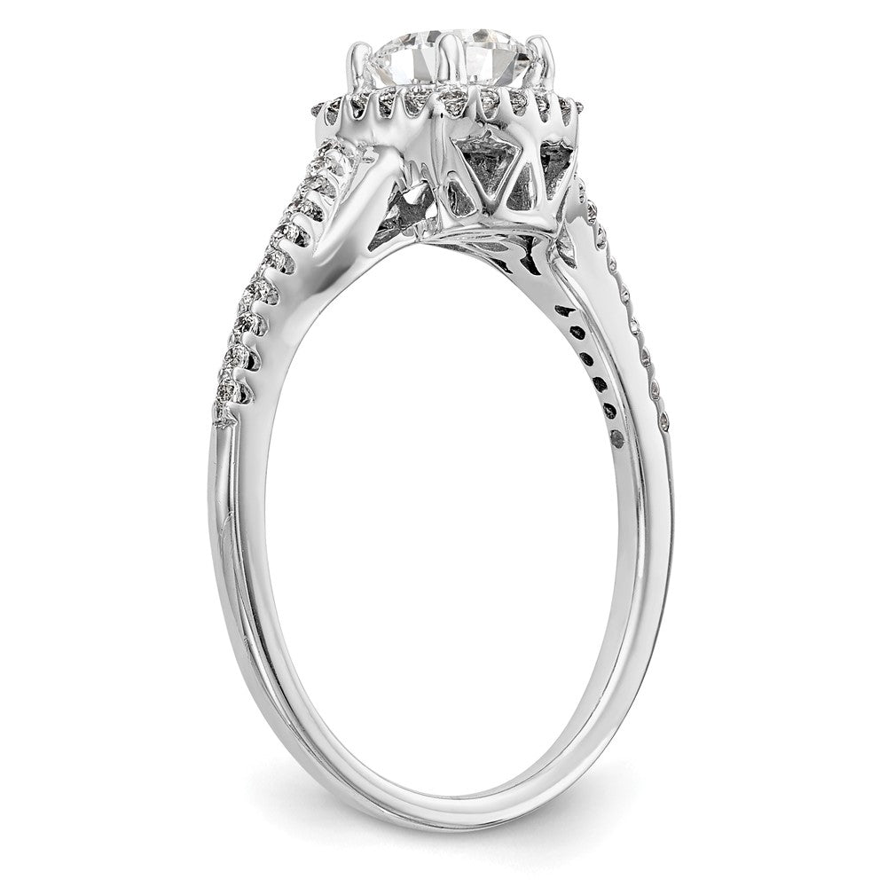 14K Weißgold Verlobungsring mit Diamant im Kissenschliff, Halo-Fassung, im Labor gezüchtet, VS/SI+ G+