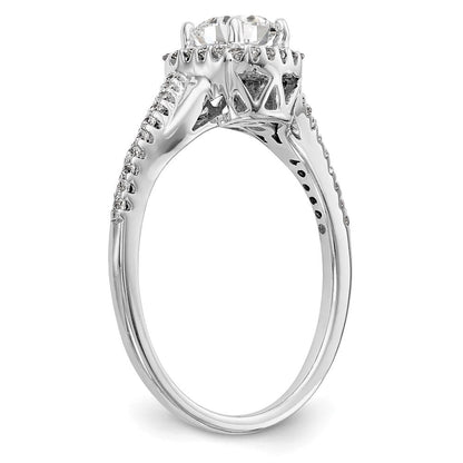 14K Weißgold Verlobungsring mit Diamant im Kissenschliff, Halo-Fassung, im Labor gezüchtet, VS/SI+ G+