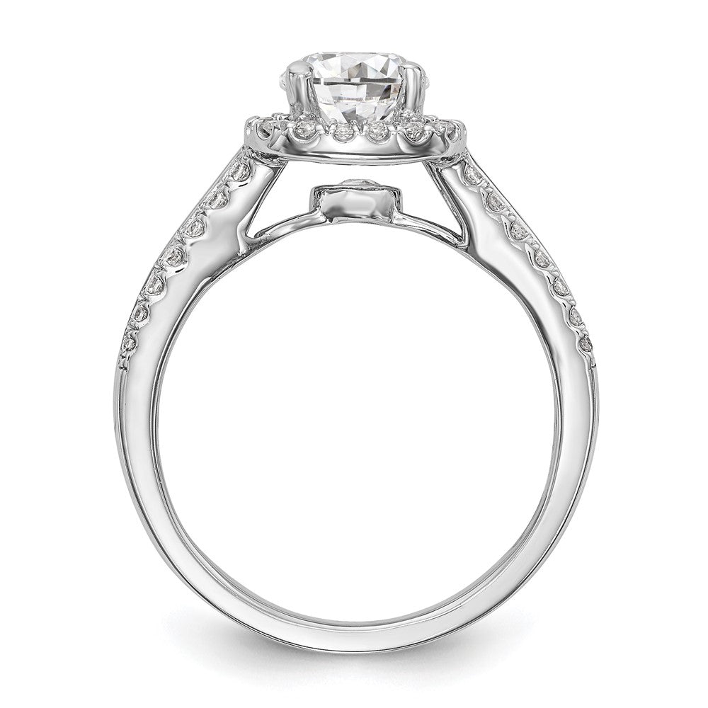 14K Weißgold Verlobungsring mit Kissenschliff-Halo aus simulierten Diamanten