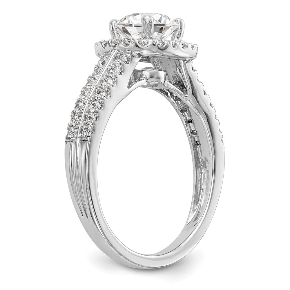 14K Weißgold Verlobungsring mit Kissenschliff-Halo aus simulierten Diamanten