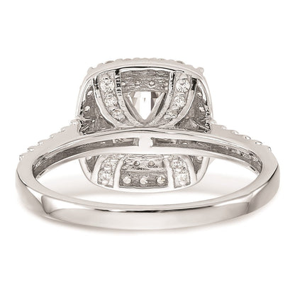 14K Weißgold Verlobungsring mit simuliertem Diamanten im Kissenschliff und doppelter Halo-Fassung