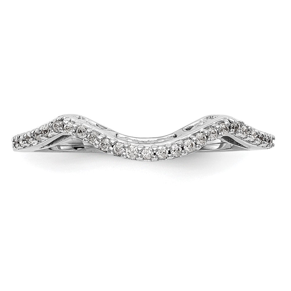 14K Weißgold Ehering mit konturiertem Design und 0,125 ct. runden, im Labor gezüchteten Diamanten VS/SI+ G+