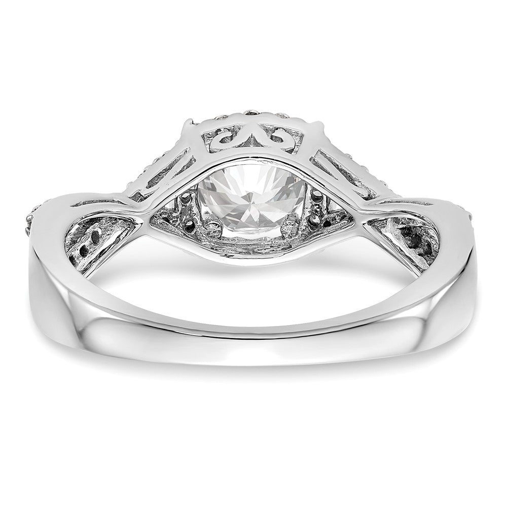 14K Weißgold Verlobungsring mit 0,75 ct. Laborgezüchteten Diamanten im Rundschliff, VS/SI+ G+, mit doppeltem Halo