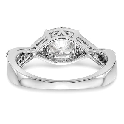 14K Weißgold Verlobungsring mit 0,75 ct. Laborgezüchteten Diamanten im Rundschliff, VS/SI+ G+, mit doppeltem Halo