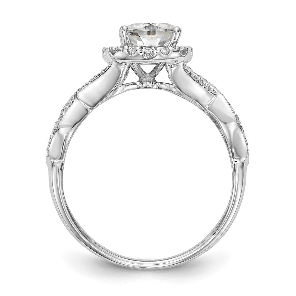 14K Weißgold Verlobungsring mit Halo aus simuliertem Diamant