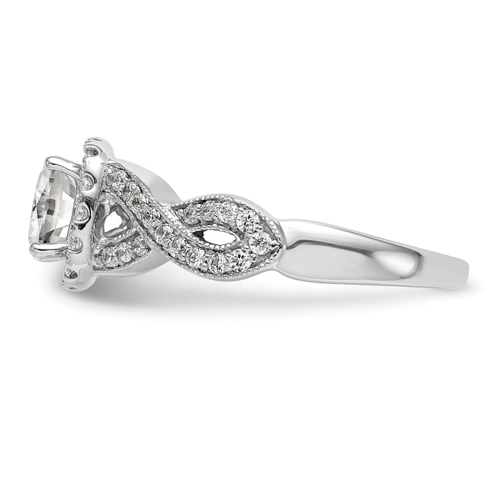 14K Weißgold Verlobungsring mit Halo aus simuliertem Diamant