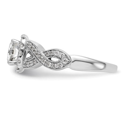 14K Weißgold Verlobungsring mit Halo aus simuliertem Diamant