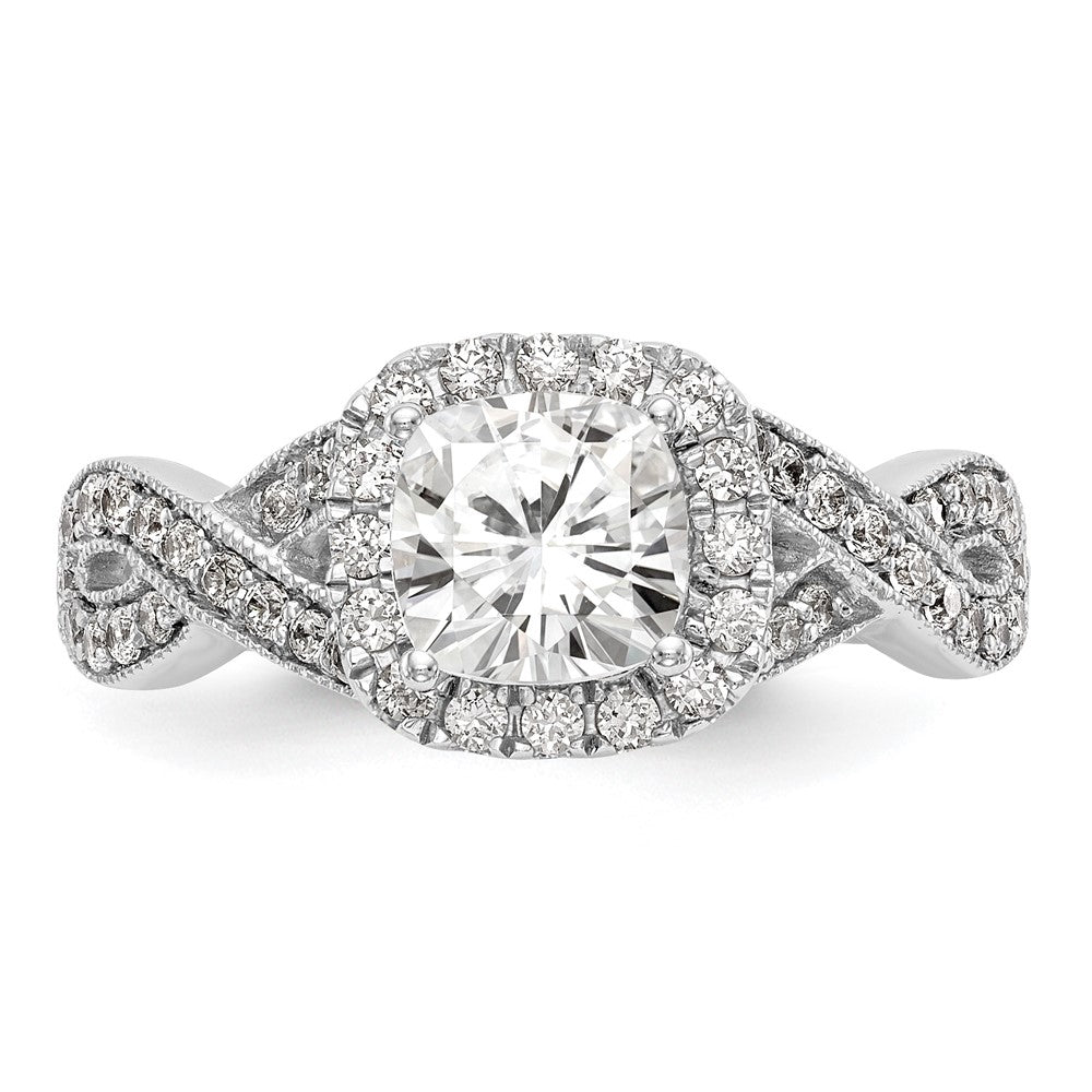 14K Weißgold Verlobungsring mit Halo aus simuliertem Diamant
