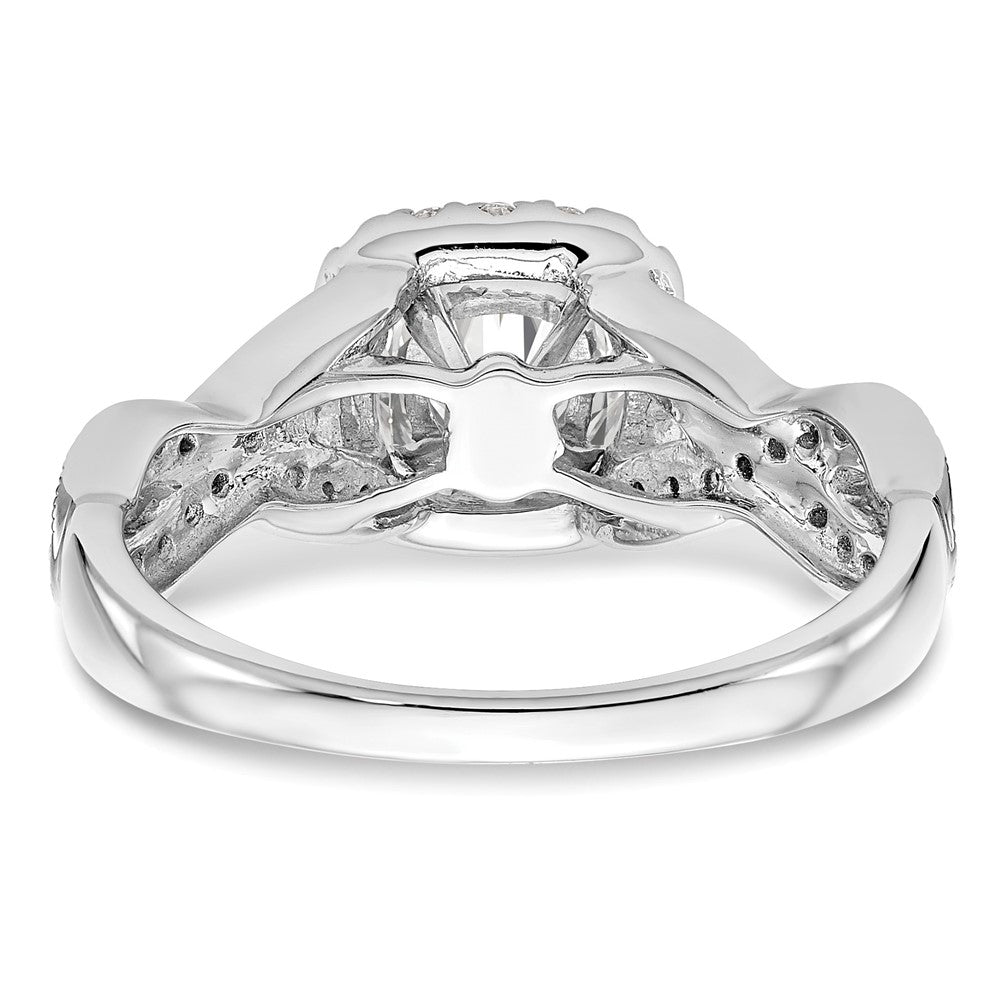 14K Weißgold Verlobungsring mit Halo aus simuliertem Diamant